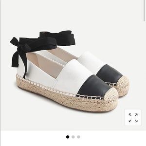 Jcrew canvas espadrilles with leather cap toe
